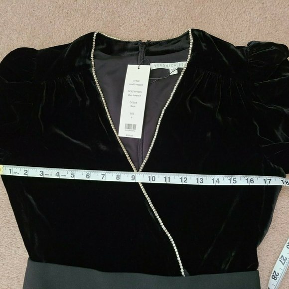 VERONICA BEARD CLEO Crystal-embellished velvet Jumpsuit Sz 6 - Picture 8 of 12